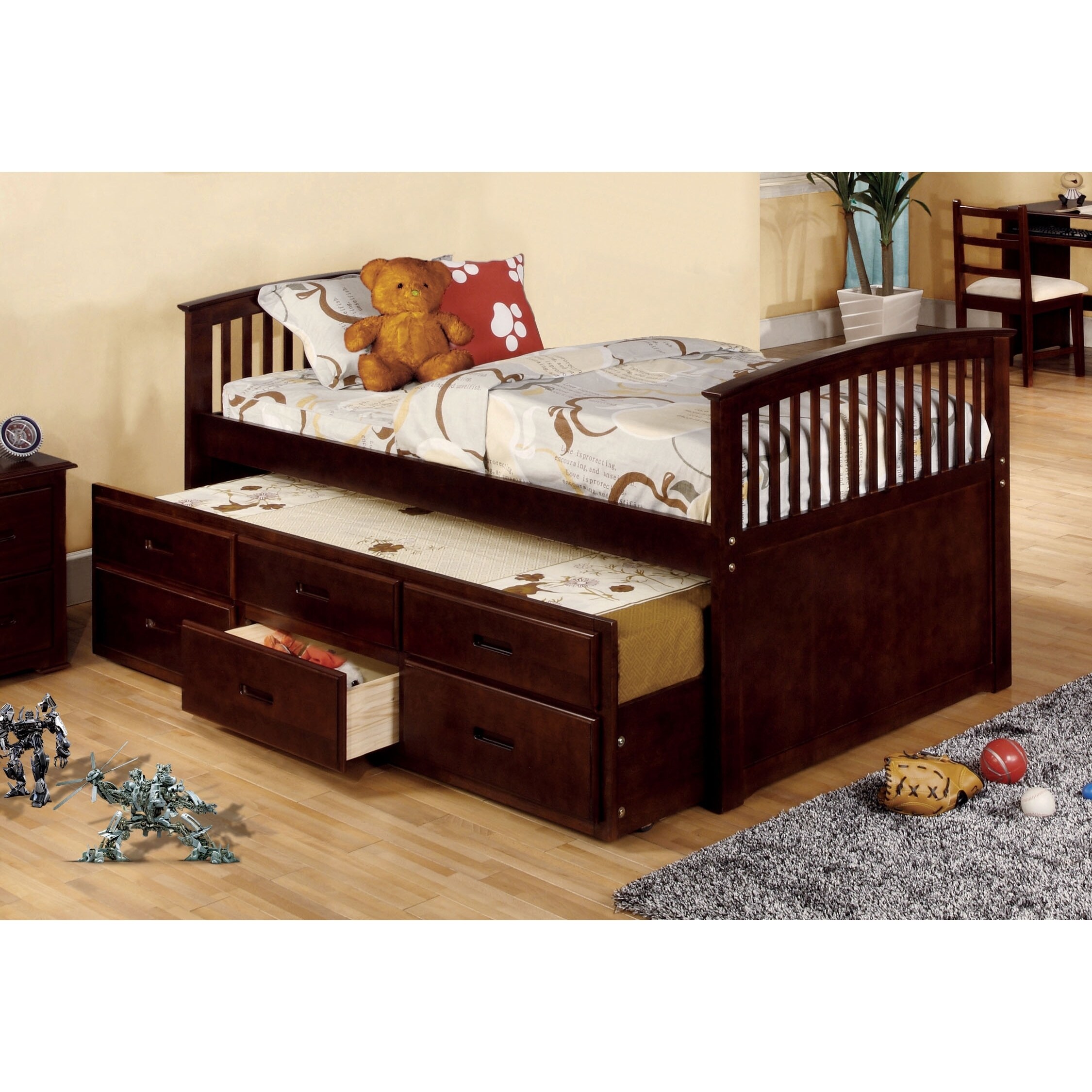 Shop Furniture Of America Quol Mission Walnut 2 Piece Bed W