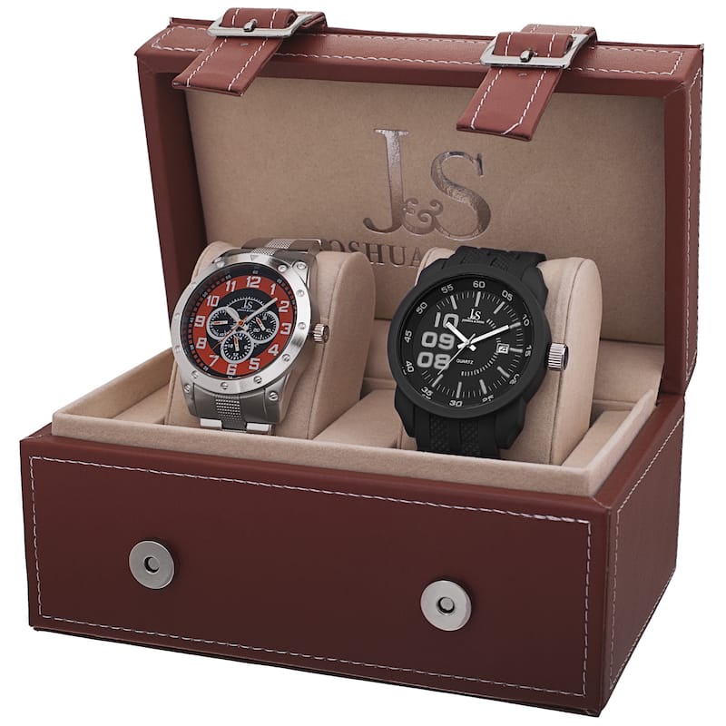 Joshua & Sons Men's Quartz Multifunction Strap/Bracelet Watch Set