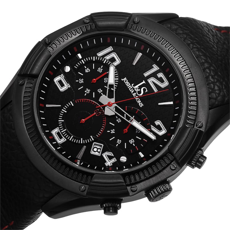 Joshua & Sons Men's Chronograph Leather Red Strap Watch