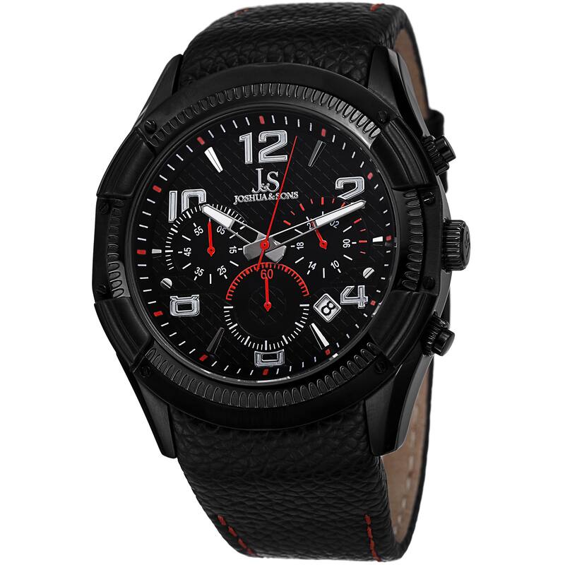 Joshua & Sons Men's Chronograph Leather Red Strap Watch