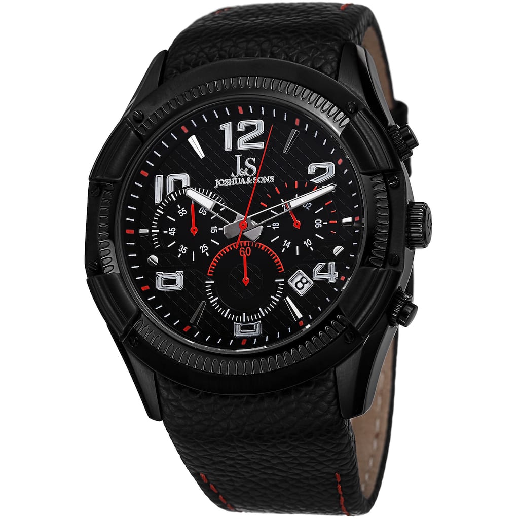 Joshua & Sons Men's Chronograph Leather Red Strap Watch
