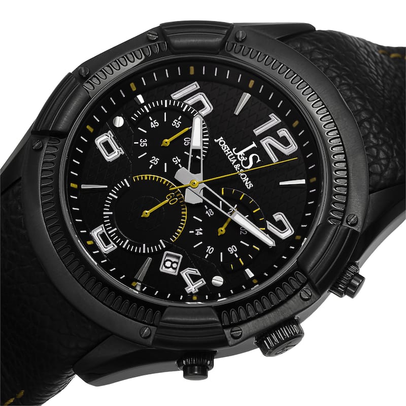 Joshua & Sons Men's Chronograph Leather Strap Watch