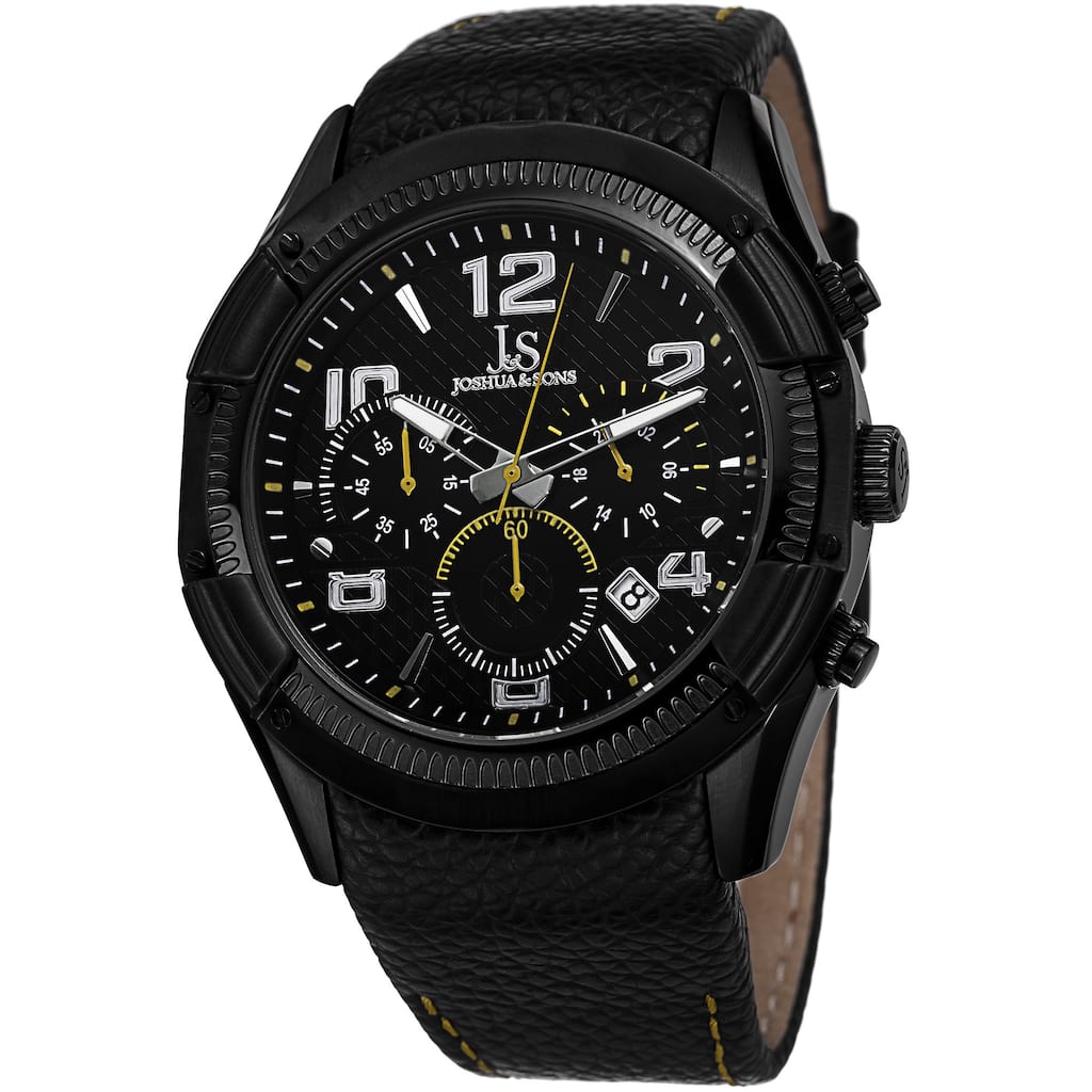 Joshua & Sons Men's Chronograph Leather Strap Watch