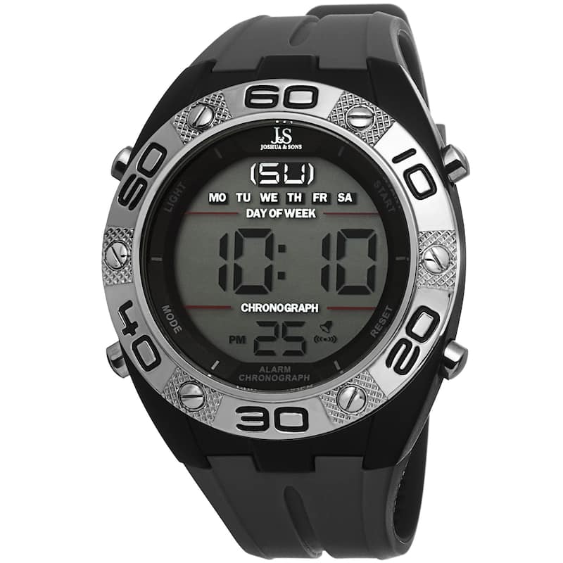 Joshua & Sons Men's Swiss Quartz Digital/Analog Strap Watch Set