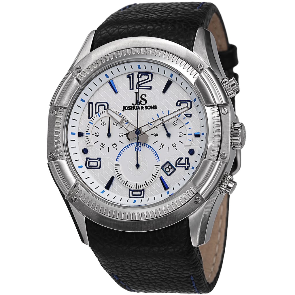 Joshua & Sons Men's Chronograph Leather Blue Strap Watch