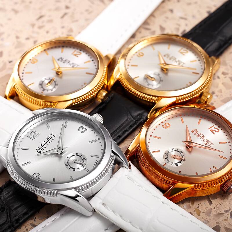 August Steiner Women's Swiss Quartz Watch with Leather Strap