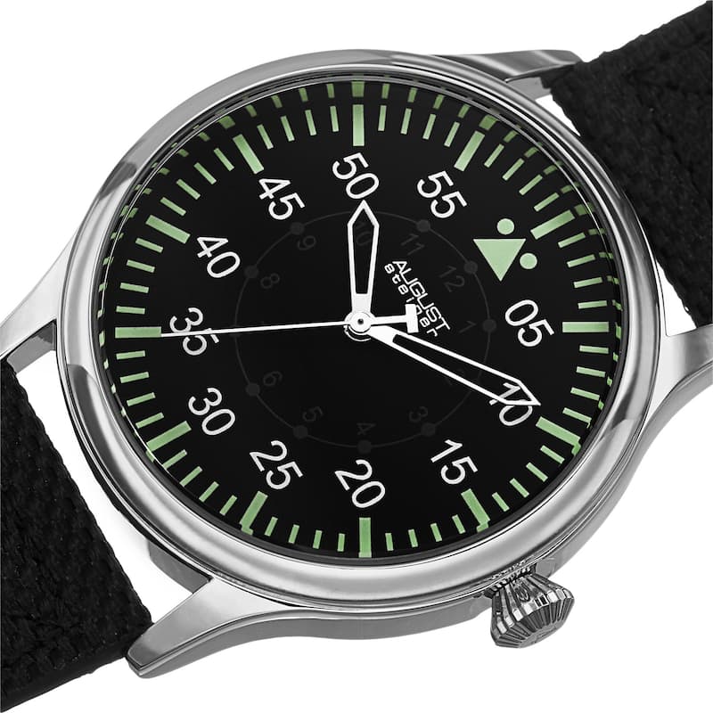 August Steiner Men's Swiss Quartz Canvas Silver-Tone Strap Watch