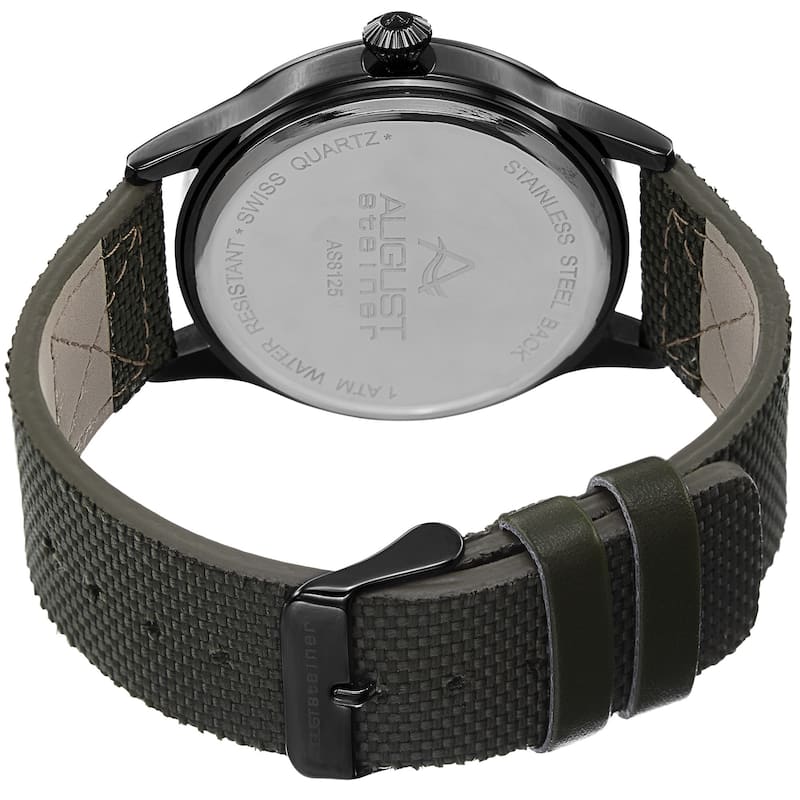 August Steiner Men's Swiss Quartz Canvas with Strap Watch