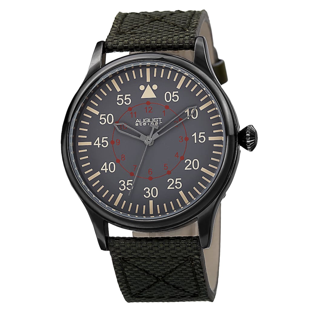 August Steiner Men's Swiss Quartz Canvas with Strap Watch