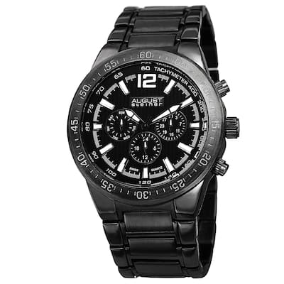 August Steiner Men's Swiss Quartz Multifunction Black Bracelet Watch