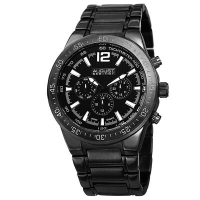 August Steiner Men's Swiss Quartz Multifunction Black Bracelet Watch