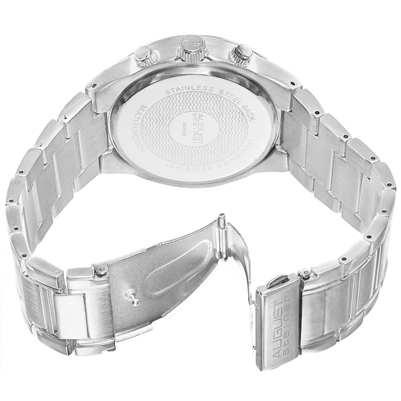 August Steiner Men's Swiss Quartz Multifunction Silver-Tone Bracelet Watch