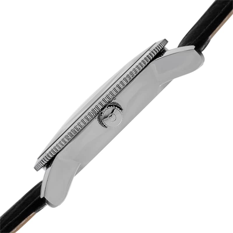 August Steiner Men's Swiss Quartz Tachymeter Leather Silver-Tone Strap Watch