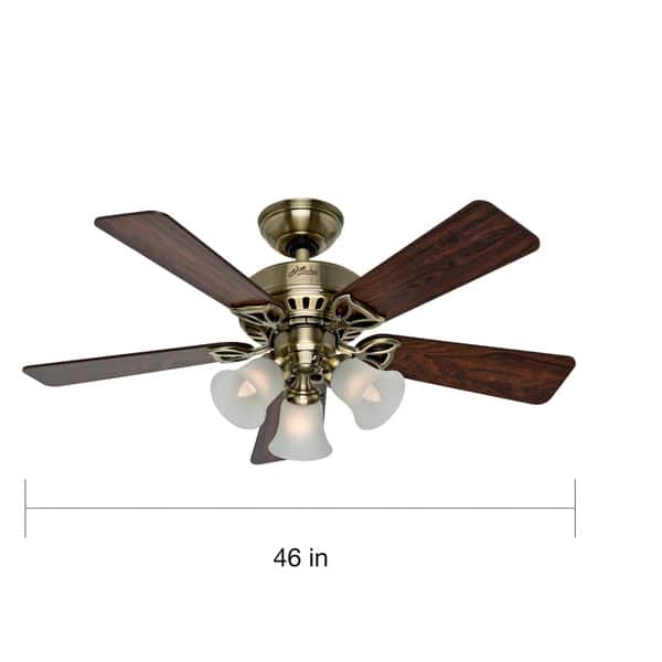 Shop Hunter Beacon Hill Antique Brass 42 Inch Fan With 5 Rosewood