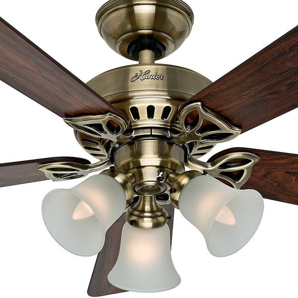 Shop Hunter Beacon Hill Antique Brass 42 Inch Fan With 5 Rosewood