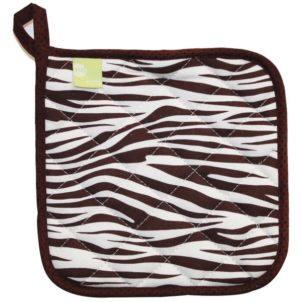 Quilted Brown Zebra Print Pot Holder (Set of 2)  