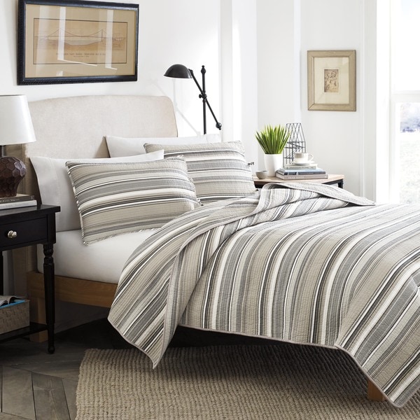 Stone Cottage Fresno Neutral Stripe Cotton 3-piece Quilt Set