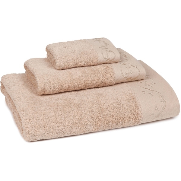Eyelet Scroll Embroidered 3-Piece Towel Set