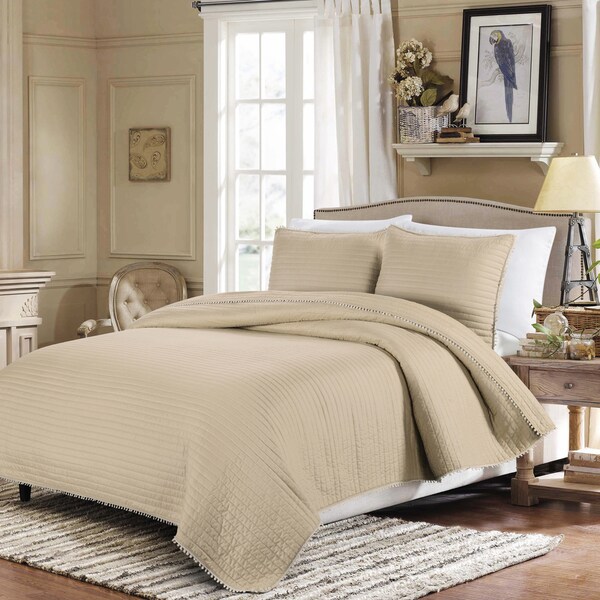 Shop Pom Pom Linen 3piece Quilt Set Overstock 9297006