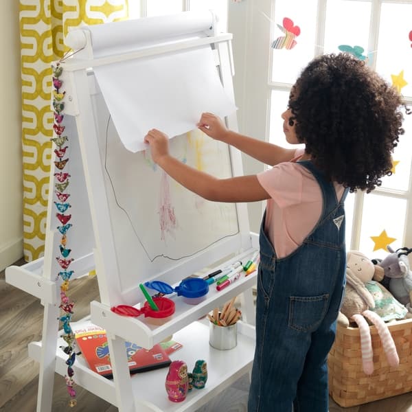 Shop Kidkraft Deluxe White Wood Easel Overstock 9297439