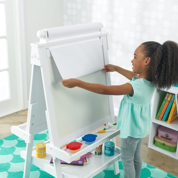 Shop Kidkraft Deluxe White Wood Easel Overstock 9297439