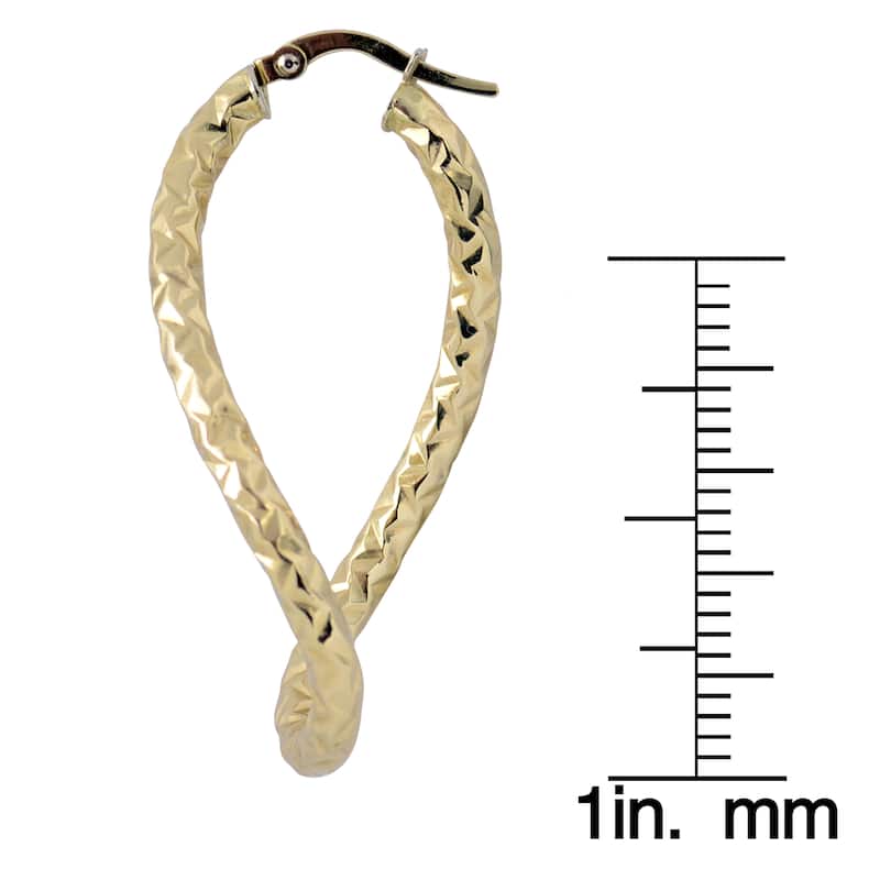 Fremada 10k Yellow or White Gold Diamond-cut Twist Oval Hoop Earrings