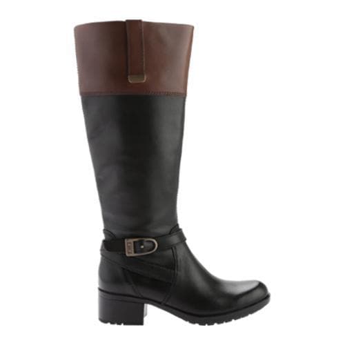 Womens Bandolino Baya Riding Boot Black/Cognac Leather  