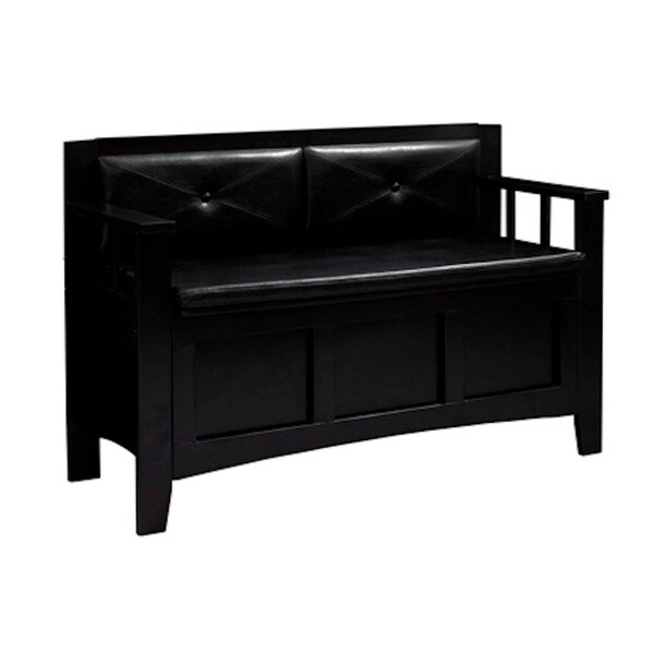 Linon Maurice Black Vinyl Flip Top Storage Bench Free Shipping Today