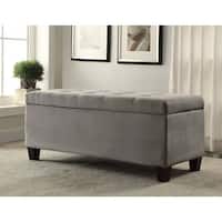 Copper Grove Clarkia Grey Tufted Flip-Top Ottoman with Shoe Storage
