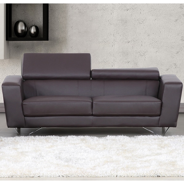 Shop Edam Chocolate Contemporary Leather Sofa Free Shipping Today 9303875
