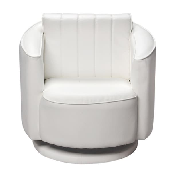 Shop Gift Mark Home White Upholstered Swivel Chair - Overstock - 9304483