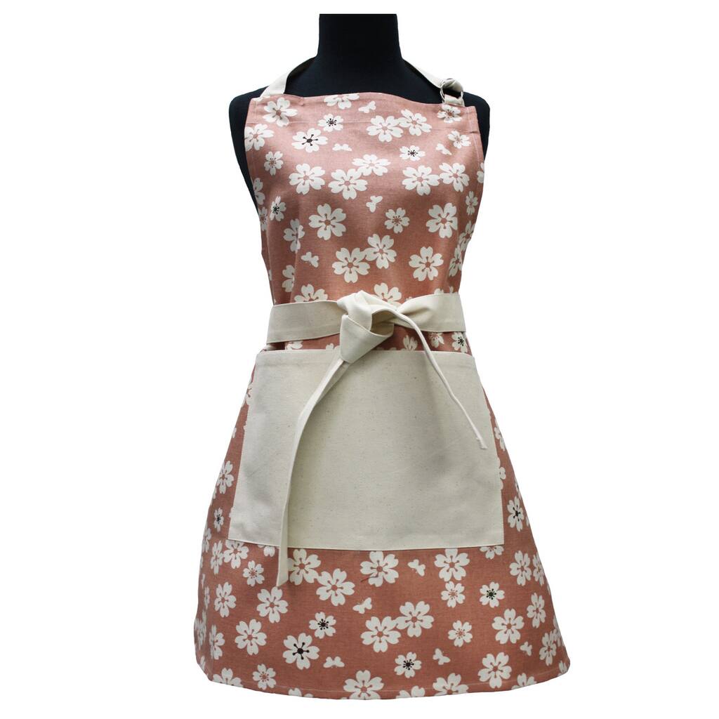 Adult Vingate Pink Flower Organic Cotton Butcher Apron