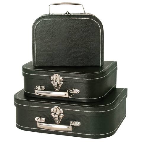 Wald Imports Black Paperboard Suitcases (Set of 3)