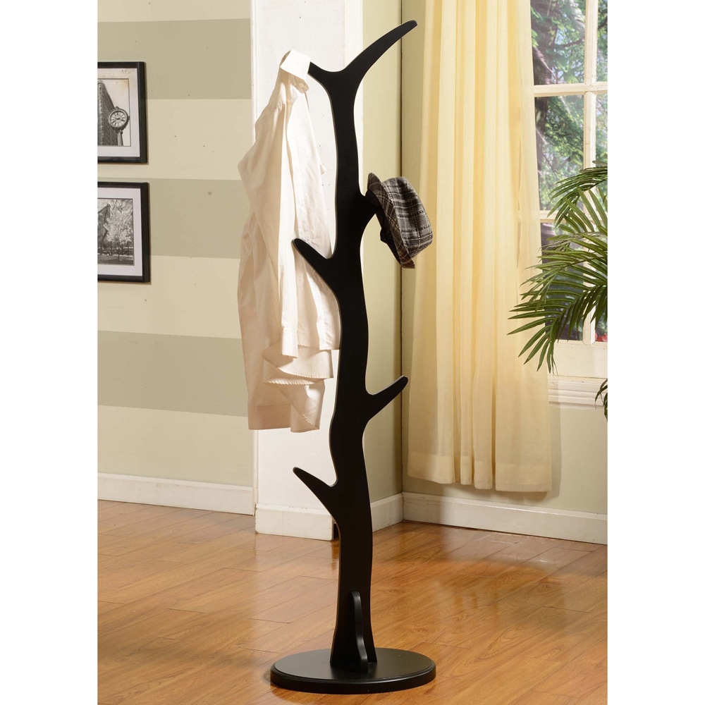 Adjustable Wooden Tree Coat Rack with 8 Hooks Brown