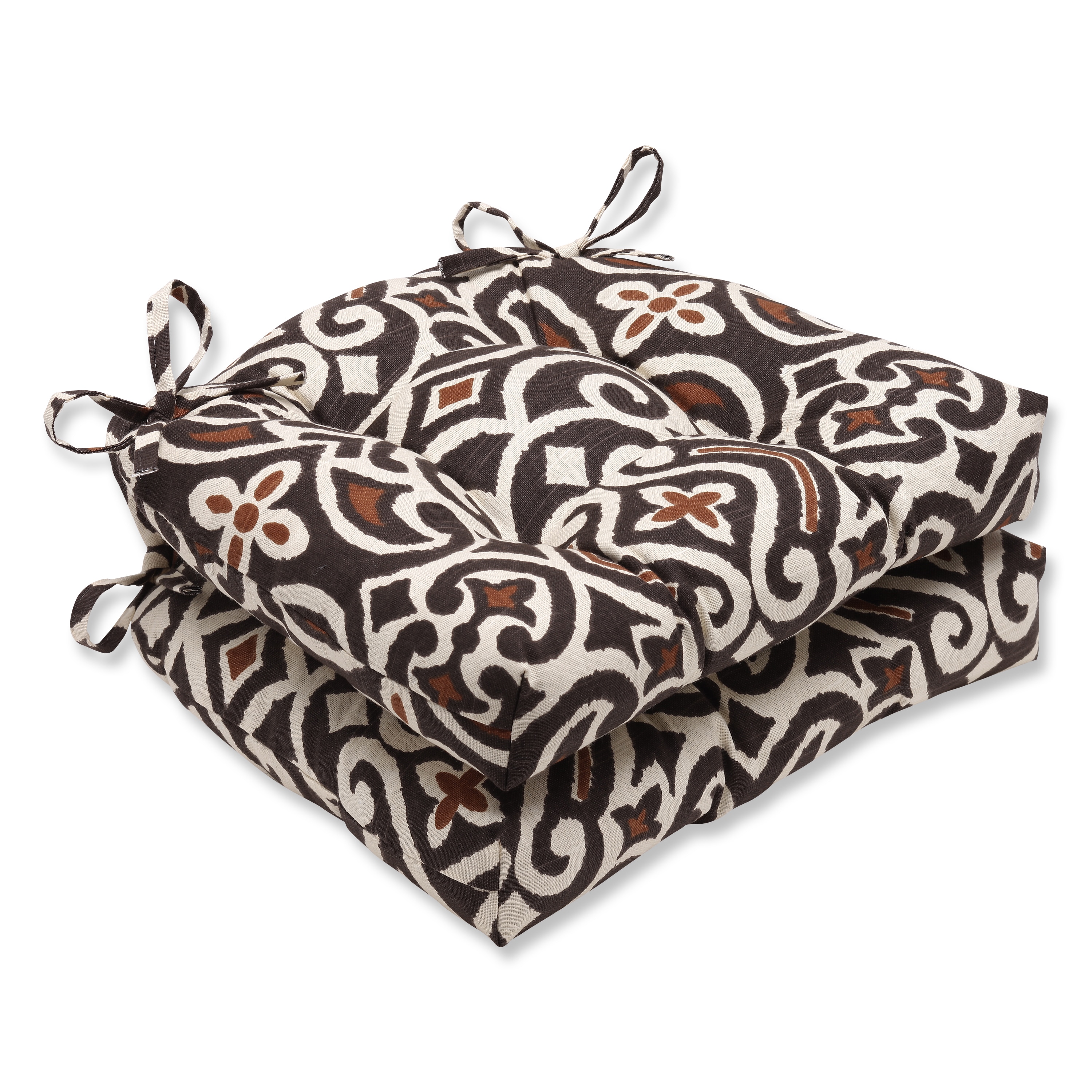 Pillow Perfect New Damask Terrain Reversible Chair Pad Set of 2