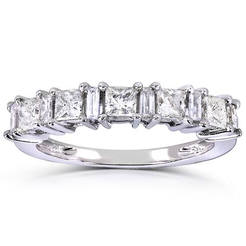 Annello by Kobelli 14k White Gold 3/4ct TDW Princess and Baguette Diamond Ring