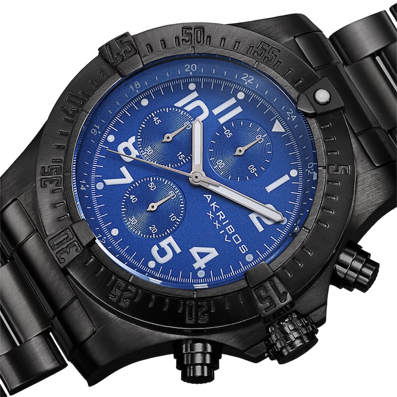 Akribos XXIV Men's Chronograph Quartz Stainless Steel Blue Bracelet Watch