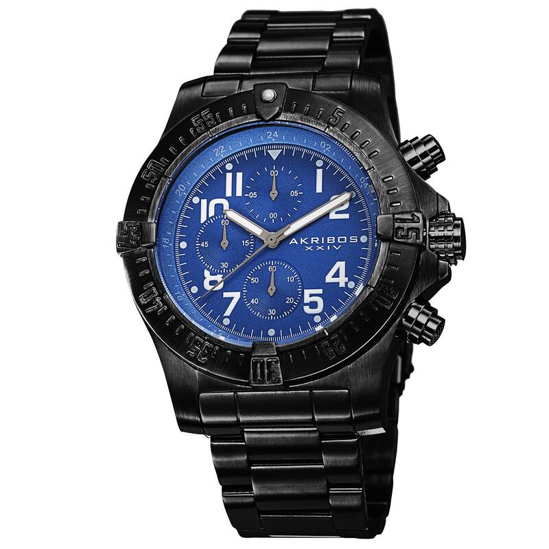 Akribos XXIV Men's Chronograph Quartz Stainless Steel Blue Bracelet Watch