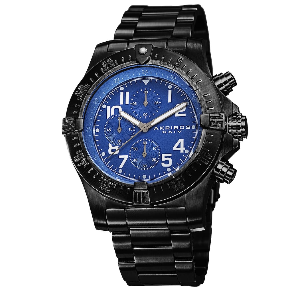 Akribos XXIV Men's Chronograph Quartz Stainless Steel Blue Bracelet Watch