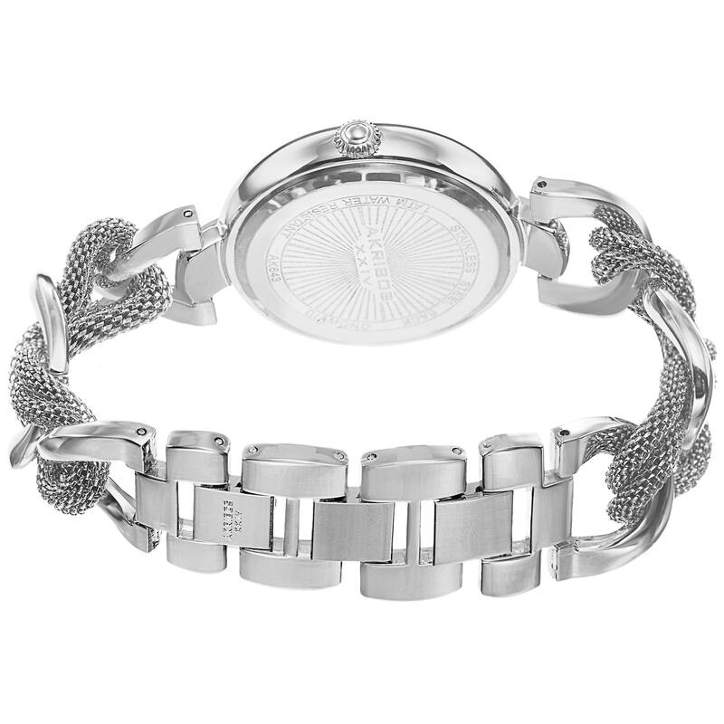Akribos XXIV Women's Quartz Diamond/Multifunction Silver-Tone Bracelet Watch Set
