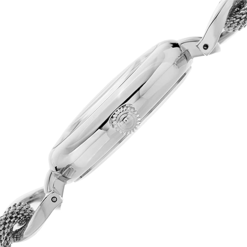 Akribos XXIV Women's Quartz Diamond/Multifunction Silver-Tone Bracelet Watch Set