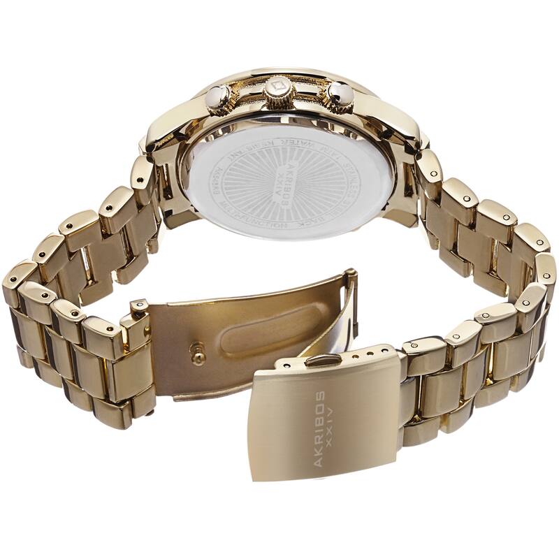 Akribos XXIV Women's Quartz Diamond/Multifunction Gold-Tone Bracelet Watch Set