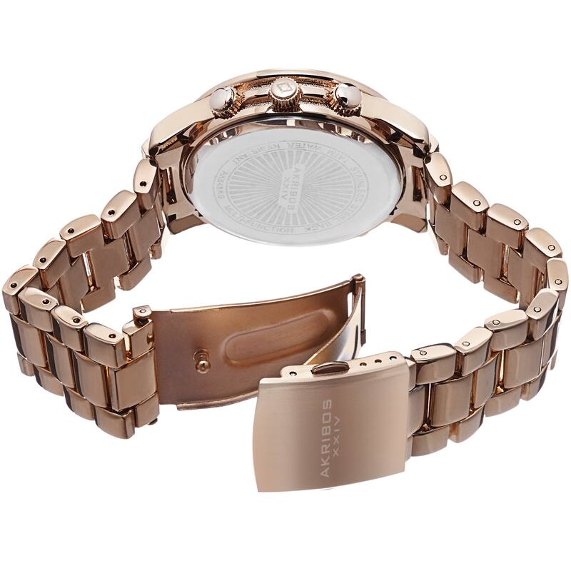 Akribos XXIV Women's Quartz Diamond/Multifunction Rose-Tone Bracelet Watch Set