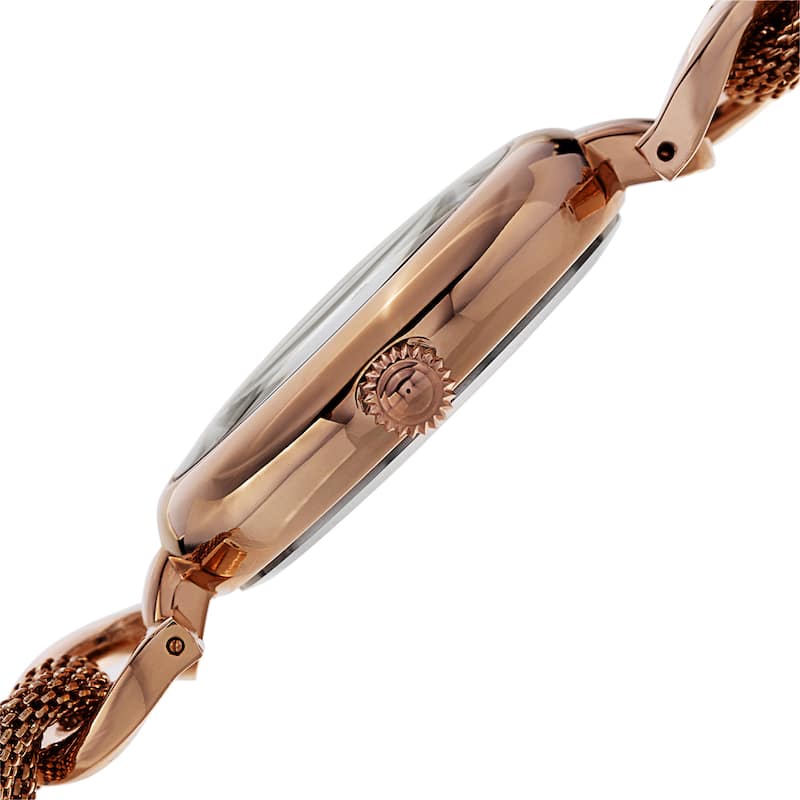 Akribos XXIV Women's Quartz Diamond/Multifunction Rose-Tone Bracelet Watch Set