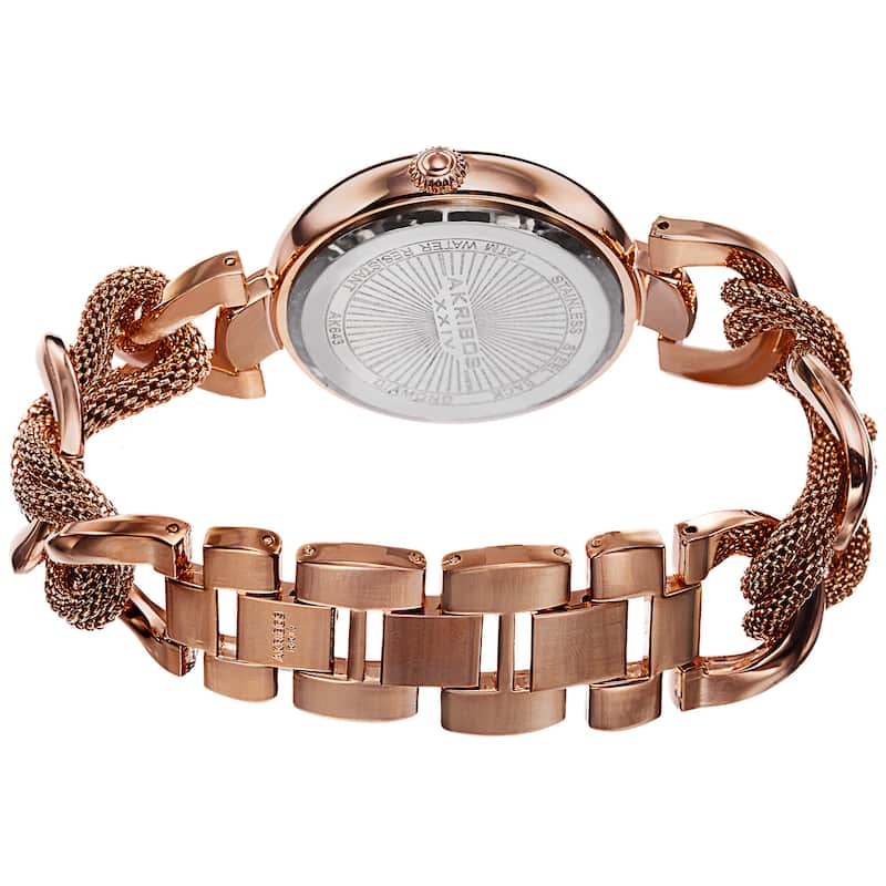 Akribos XXIV Women's Quartz Diamond/Multifunction Rose-Tone Bracelet Watch Set