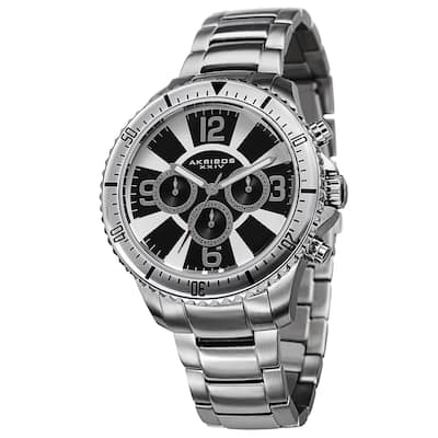 Akribos XXIV Men's Multifunction Swiss Quartz Stainless Steel Silver-Tone Bracelet Watch