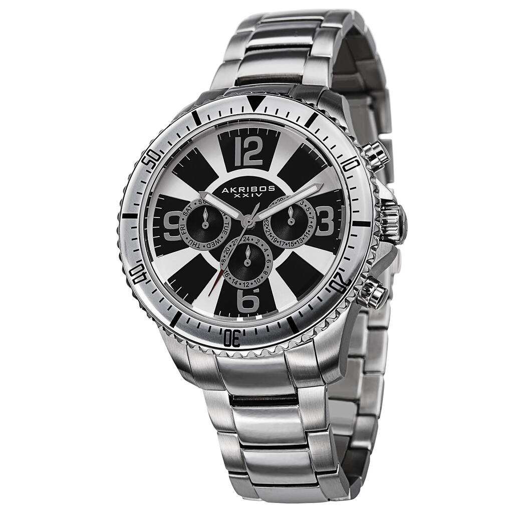 Akribos XXIV Men's Multifunction Swiss Quartz Stainless Steel Silver-Tone Bracelet Watch