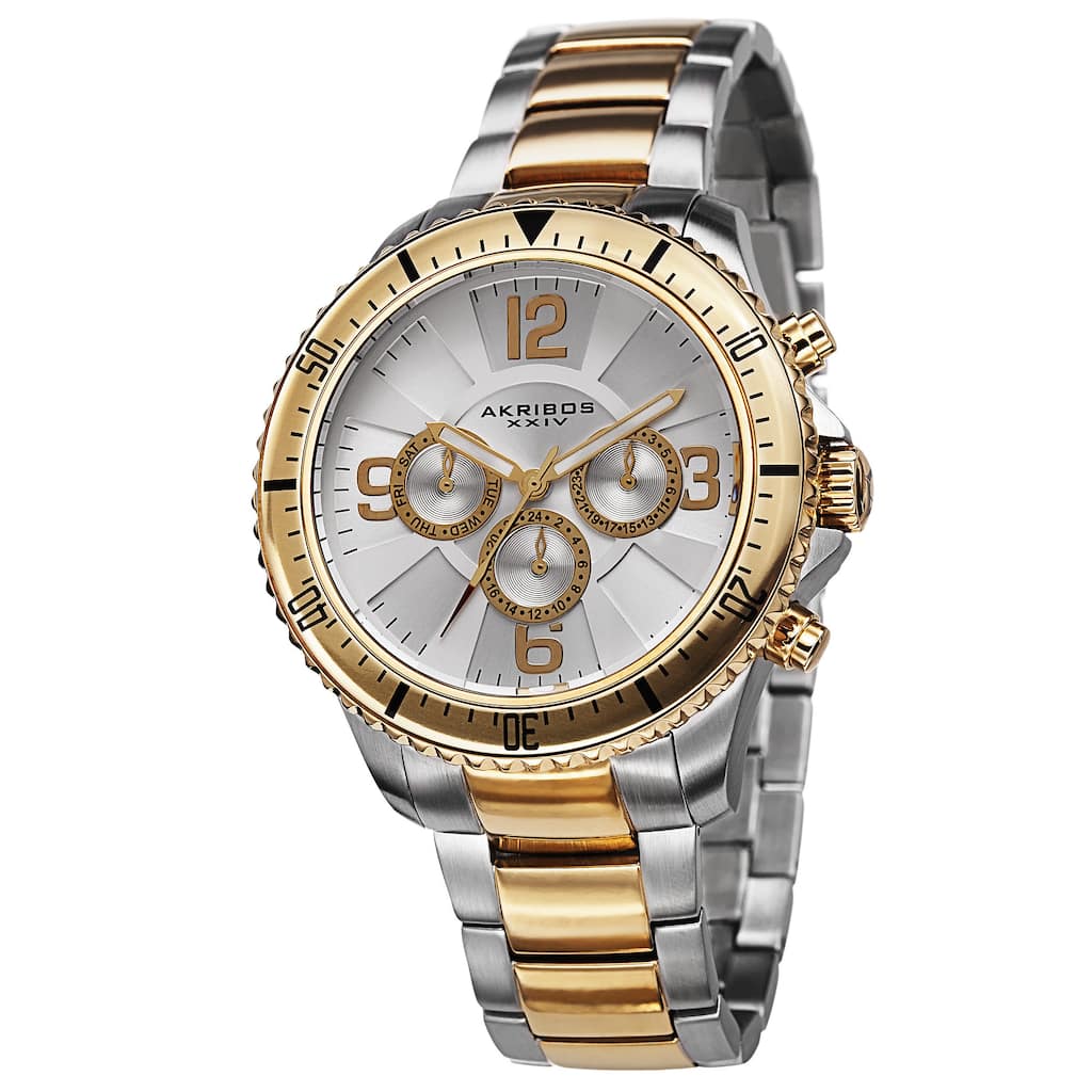 Akribos XXIV Men's Multifunction Swiss Quartz Stainless Steel Two-Tone Bracelet Watch