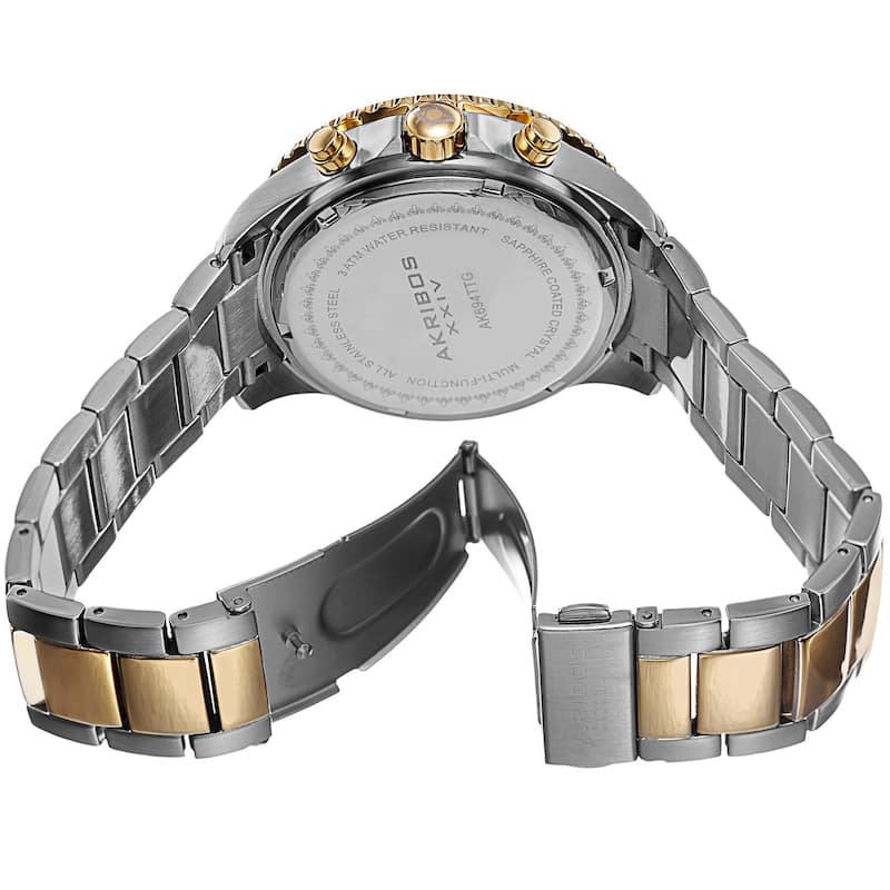 Akribos XXIV Men's Multifunction Swiss Quartz Stainless Steel Two-Tone Bracelet Watch