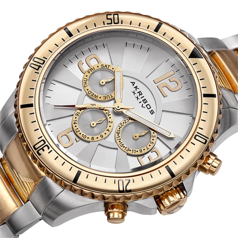 Akribos XXIV Men's Multifunction Swiss Quartz Stainless Steel Two-Tone Bracelet Watch